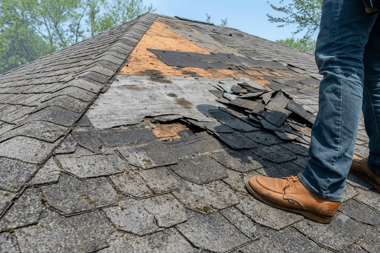An old, worn roof